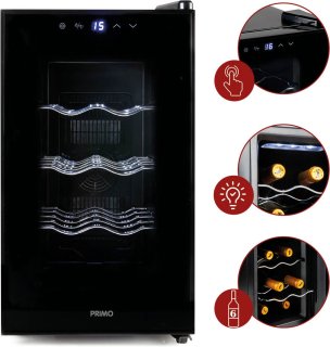 PRIMO PR169WK Wijnkoelkast 8 Flessen Zwart