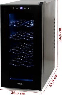 PRIMO PR170WK Wijnkoelkast 10 Flessen Zwart