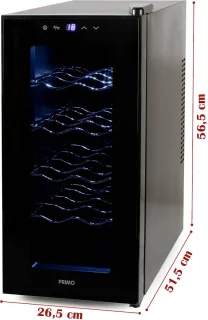 PRIMO PR170WK Wijnkoelkast 10 Flessen Zwart