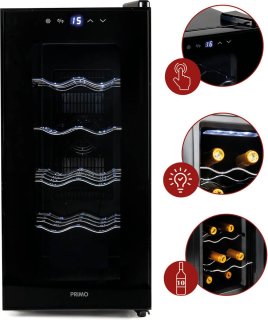 PRIMO PR170WK Wijnkoelkast 10 Flessen Zwart
