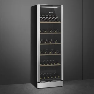 SMEG SCV115GS Wijnklimaatkast 197 Flessen Vrijstaand Links