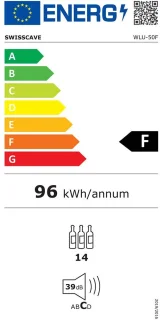 SWISSCAVE WLU-50F Wijnkoelkast 1-zone 15 flessen
