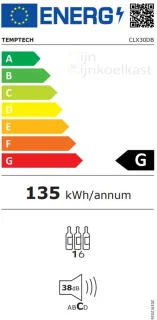 Temptech CLX30DB Classique wijnkoelkast 16 flessen zwart