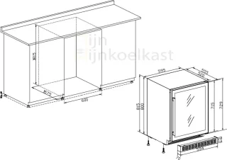Temptech CLX60DB wijnkoelkast 46 flessen onderbouw