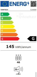 Temptech CLX60DB wijnkoelkast 46 flessen onderbouw