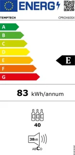 Temptech Copenhagen CPROX60SRB Wijnkoelkast 1 Zone