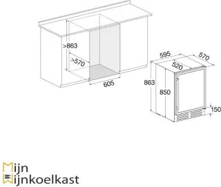 Temptech EX60DRB Elegance Onderbouw Wijnkoelkast 2 Zones 46 flessen