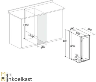 Temptech PRESX30SB onderbouw wijnkoelkast 19 flessen