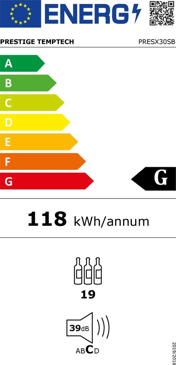 Wat vinden we goed aan de Temptech PRESX30SB onderbouw wijnkoelkast 19 flessen