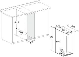 Temptech SOMX30DRB-24 wijnkoelkast 17 flessen 2 zones