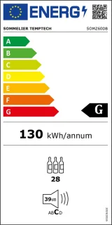 Temptech SOMZ60DB Wijnkoelkast 2 Zones 28 Flessen Inbouw 60cm