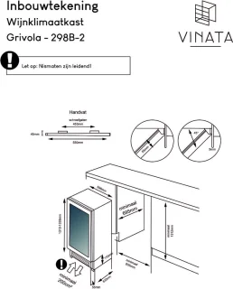 Vinata Grivola Wijnklimaatkast 110 flessen Zwart