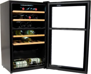Vinata Premium Wijnkoelkast Cristallo 33 flessen zwart vrijstaand