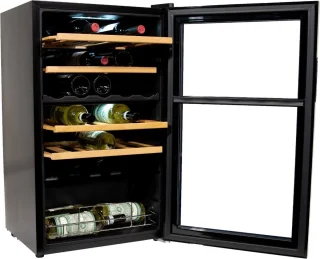 Vinata Premium Wijnkoelkast Cristallo 33 flessen zwart vrijstaand