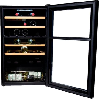 Vinata Premium Wijnkoelkast Cristallo 33 flessen zwart vrijstaand