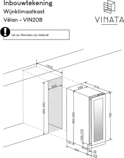 Vinata Vélan Wijnklimaatkast 16 flessen Zwart