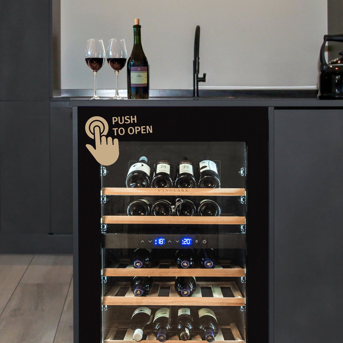 De Vinolare Feroce inbouw wijnklimaatkast 40 flessen in één oogopslag