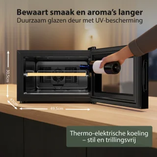 Wijnkoelkast liggend 8 flessen - Zwart