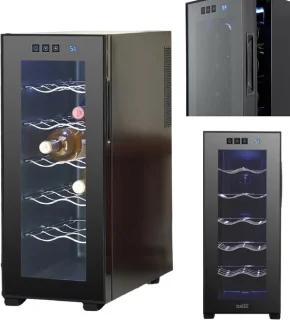Wijnkoelkast minibar 12 flessen zwart