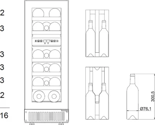 Wine Klima D16-OB72-Push Zwart Onderbouw Wijnklimaatkast 16 flessen 2 zones