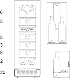 Wine Klima D20-OB78 Wijnklimaatkast Onderbouw 2 Zones 20 flessen