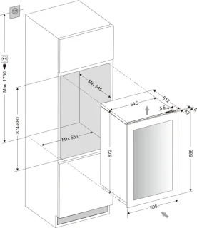 Wine Klima D50-SV88-Push Wijnklimaatkast Inbouw 2 Zones 23 flessen