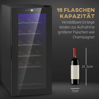 ZYLARO Wijnklimaatkast 18 flessen zwart
