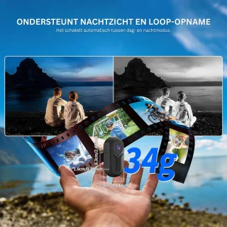 DailySupplies® Bodycam - Action Cam - Spycam - Bewegingsdetectie - 180º Draaibare Lens - Bodycam Politie - Full HD - Zwart