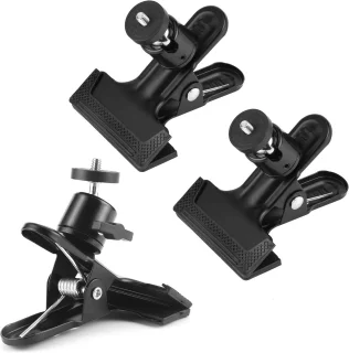 3 stuks camera flitshouderset - klem met kogelkop - statiefklem 360 graden - camera klem clips - metalen klemhouder met 1/4 inch schroef - zwart - accessoires voor fotografie