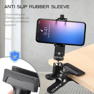 3 stuks camera flitshouderset - klem met kogelkop - statiefklem 360 graden - camera klem clips - metalen klemhouder met 1/4 inch schroef - zwart - accessoires voor fotografie