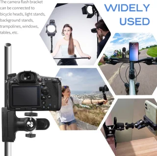 3 stuks camera flitshouderset - klem met kogelkop - statiefklem 360 graden - camera klem clips - metalen klemhouder met 1/4 inch schroef - zwart - accessoires voor fotografie