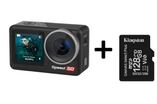 NexZone - Action Camera - Incl. 128GB SD Kaart - Dual Lens 5K - Dubbele batterij - Waterdicht tot 6 m (40 m met Case) - 170° Wide-Angle - WiFi & Touchscreen - Actioncam - Vlog & Sportcamera – Zwart