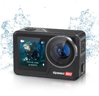 NexZone - Action Camera - Incl. 128GB SD Kaart - Dual Lens 5K - Dubbele batterij - Waterdicht tot 6 m (40 m met Case) - 170° Wide-Angle - WiFi & Touchscreen - Actioncam - Vlog & Sportcamera – Zwart