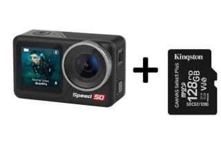 NexZone - Action Camera - Incl. 128GB SD Kaart - Dual Lens 5K - Dubbele batterij - Waterdicht tot 6 m (40 m met Case) - 170° Wide-Angle - WiFi & Touchscreen - Actioncam - Vlog & Sportcamera – Zwart