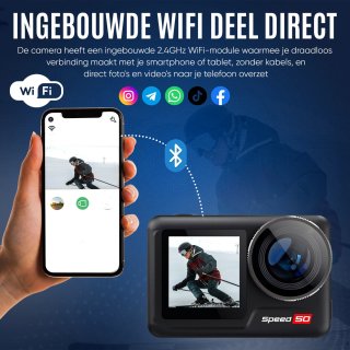 Wat vinden we goed aan de NexZone - Action Camera - 5K-Dubbele batterij - Waterdicht tot 6m zonder case 40m met Case-WiFi & Touchscreen - Actioncam - Zwart - incl accessoires