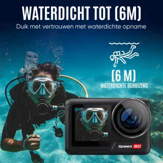 NexZone - Action Camera - 5K-Dubbele batterij - Waterdicht tot 6m zonder case 40m met Case-WiFi & Touchscreen - Actioncam - Zwart - incl accessoires
