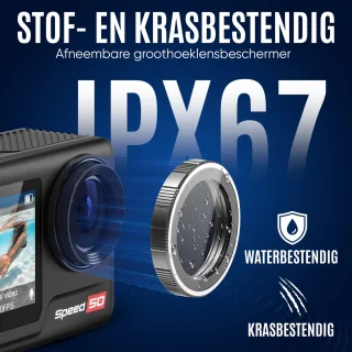 NexZone - Action Camera - 5K-Dubbele batterij - Waterdicht tot 6m zonder case 40m met Case-WiFi & Touchscreen - Actioncam - Zwart - incl accessoires