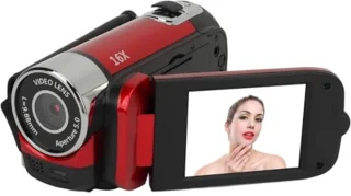 1080P Digitale Camera 16MP – 2.4 Inch Draaibaar Scherm met 16x Zoom en Vullicht – HD Video Recorder met Oplaadfunctie, Selfie Mode & Externe Microfoon Ondersteuning - Camcorder - Videocamera - Rood