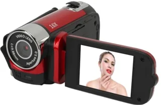 1080P Digitale Camera 16MP – 2.4 Inch Draaibaar Scherm met 16x Zoom en Vullicht – HD Video Recorder met Oplaadfunctie, Selfie Mode & Externe Microfoon Ondersteuning - Camcorder - Videocamera - Rood