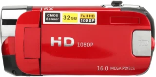 1080P Digitale Camera 16MP – 2.4 Inch Draaibaar Scherm met 16x Zoom en Vullicht – HD Video Recorder met Oplaadfunctie, Selfie Mode & Externe Microfoon Ondersteuning - Camcorder - Videocamera - Rood
