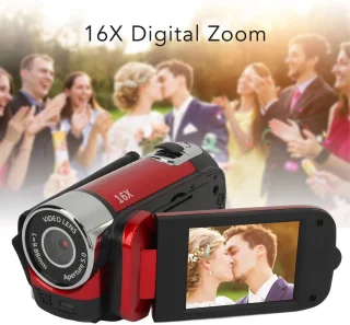 1080P Digitale Camera 16MP – 2.4 Inch Draaibaar Scherm met 16x Zoom en Vullicht – HD Video Recorder met Oplaadfunctie, Selfie Mode & Externe Microfoon Ondersteuning - Camcorder - Videocamera - Rood