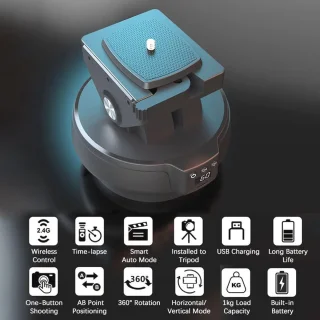 360° Draaibare Panoramakop voor Statief - Gemotoriseerde Kantelkop voor Videocamera's en DSLR's