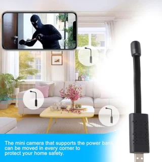 USB Plug Mini WiFi Wireless Camera, Gooseneck Lens Camera 1080P HD Security Camera for Car Home, Security Cameras Small Nanny Cam with Motion Detection, View on