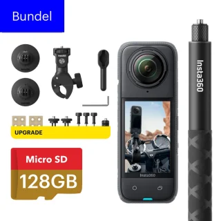 Insta360 X4 - Actioncam - 360 graden-camera - 8K - Motor bundel - Met 128GB SD en invisible selfie stick