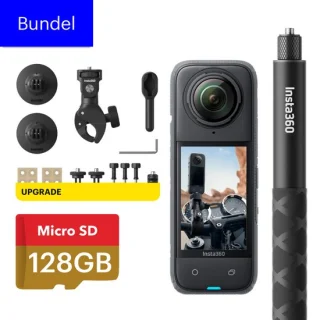 Insta360 X4 - Actioncam - 360 graden-camera - 8K - Motor bundel - Met 128GB SD en invisible selfie stick