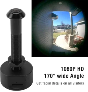 Wifi Peephole Camera, 1080P HD Mobile Detection Night Vision Door Viewer with APP, 170° Wide Angle Lens, Support Recording, Door Peephole Camera for Home Security (BLACK)