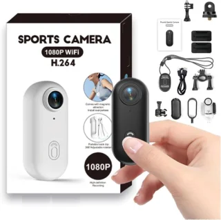 TKMARS Mini Action camera - Recorder - HD sportcamera - Videocamera - 120° Groothoeklens - 1080P Bodycamera met magnetische lanyard-achterclip - 360° clip - Handsfree POV-camcorder met montageaccessoires voor fietsen, motorrijden, huisdieren uitlaten