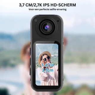 Bodycam - Action Cam - Spycam - Bewegingsdetectie - 180º Draaibare Lens - Bodycam Politie - Full HD - Zwart