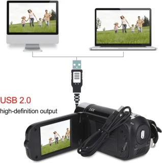 Handheld videocamera 1080P FHD met 16x digitale zoom en draaibaar scherm