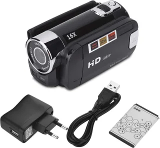 Handheld videocamera 1080P FHD met 16x digitale zoom en draaibaar scherm
